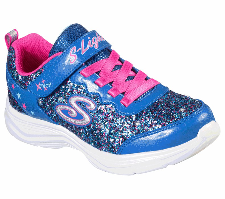 Skechers Flickor Blå/Rosa Sneakers - S Lights: Glimmer Kicks - Glitter N' Glow - Sverige (LZRAF-4195